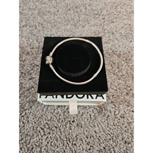 Pandora Moments Family Tree Heart Clasp Snake Chain Bracelet. 8.3"